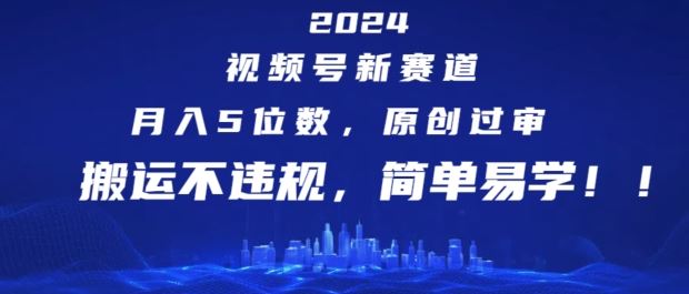 2024视频号新赛道，月入5位数+，原创过审，搬运不违规，简单易学【揭秘】-九才资源网