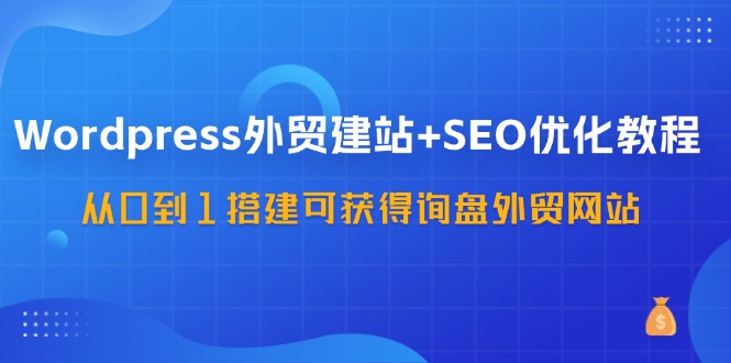 WordPress外贸建站+SEO优化教程，从0到1搭建可获得询盘外贸网站（57节课）-九才资源网