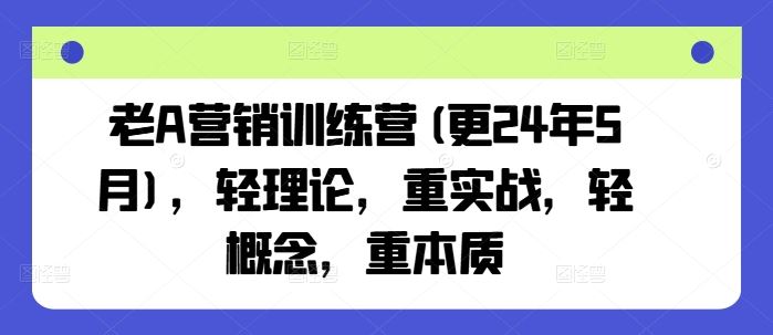 老A营销训练营(更24年7月)，轻理论，重实战，轻概念，重本质-九才资源网