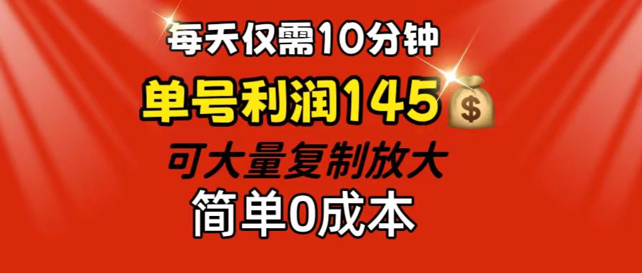 （12027期）每天仅需10分钟，单号利润145 可复制放大 简单0成本-九才资源网