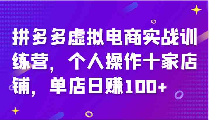 拼多多虚拟电商实战训练营，个人操作十家店铺，单店日赚100+-九才资源网
