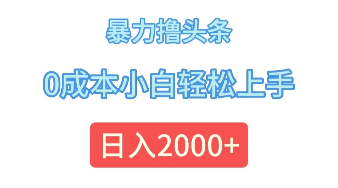 （12068期）暴力撸头条，0成本小白轻松上手，日入2000+-九才资源网