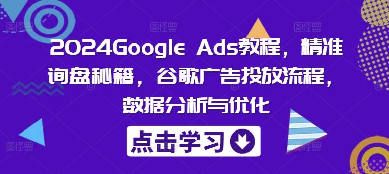 2024Google Ads教程，精准询盘秘籍，谷歌广告投放流程，数据分析与优化-九才资源网