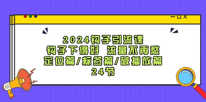 2024钩子引流课：钩子下得好流量不再愁，定位篇/标签篇/破播放篇/24节-九才资源网