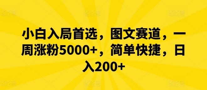 小白入局首选，图文赛道，一周涨粉5000+，简单快捷，日入200+-九才资源网