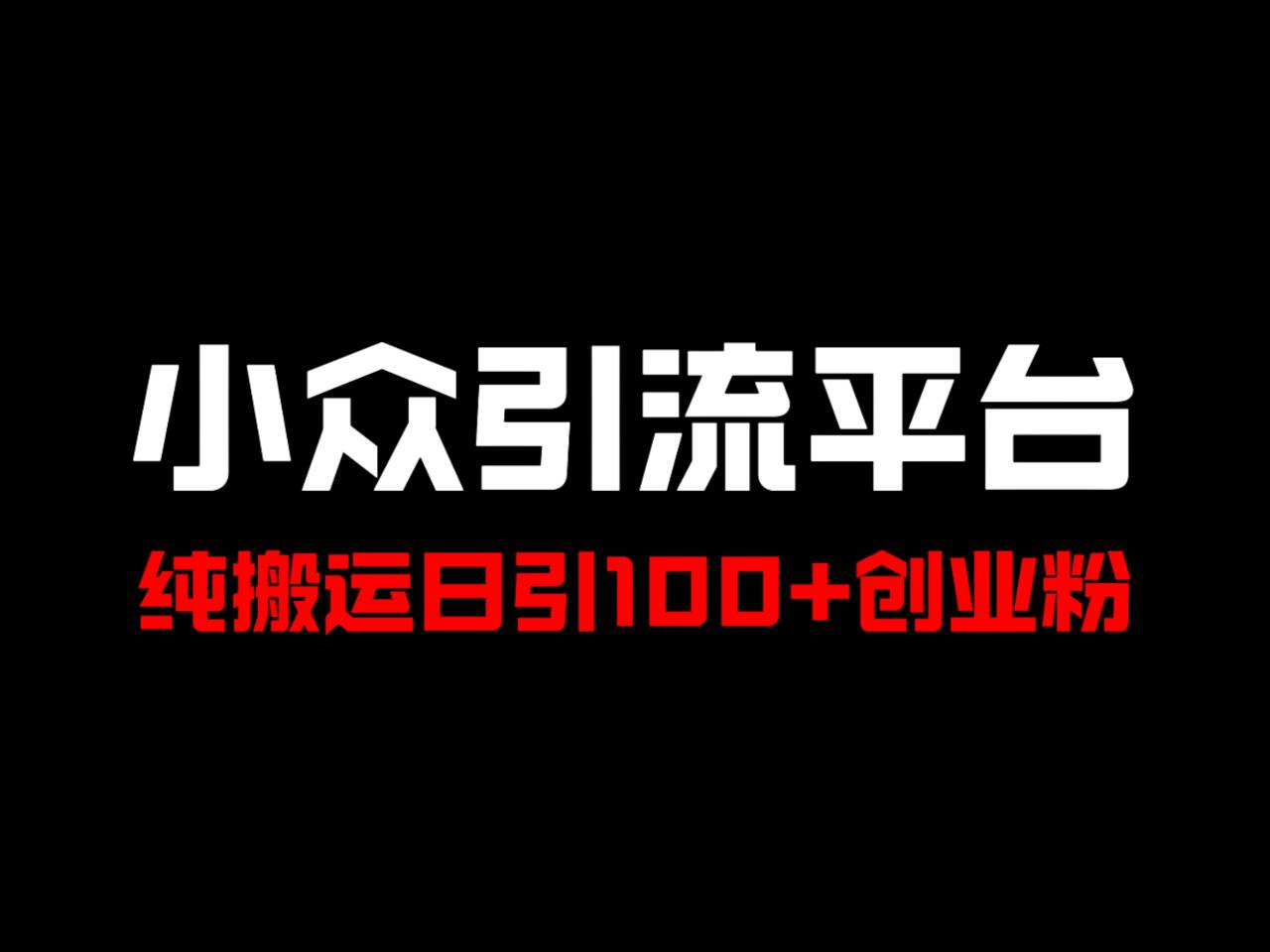 冷门引流平台，纯搬运日引100+高质量年轻创业粉！-九才资源网