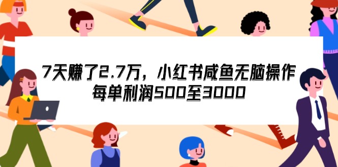 （12192期）7天收了2.7万，小红书咸鱼无脑操作，每单利润500至3000-九才资源网