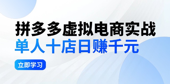 （12326期）拼多多虚拟电商实战：单人10店日赚千元，深耕老项目，稳定盈利不求风口-九才资源网