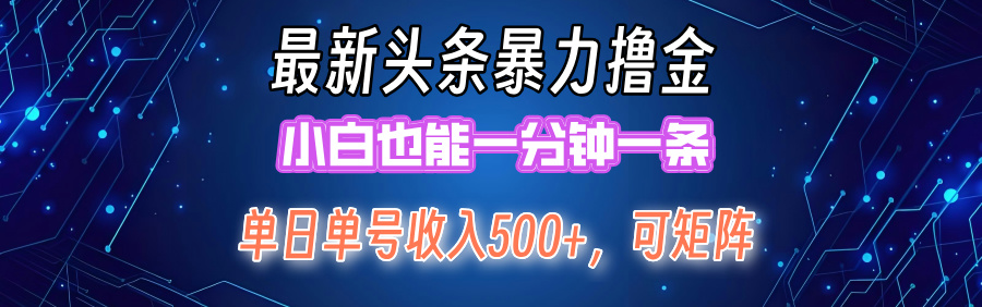 （12380期）最新暴力头条掘金日入500+，矩阵操作日入2000+ ，小白也能轻松上手！-九才资源网
