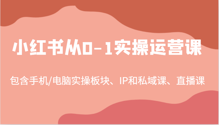 小红书从0-1实操运营课，包含手机/电脑实操板块、IP和私域课、直播课（97节）-九才资源网