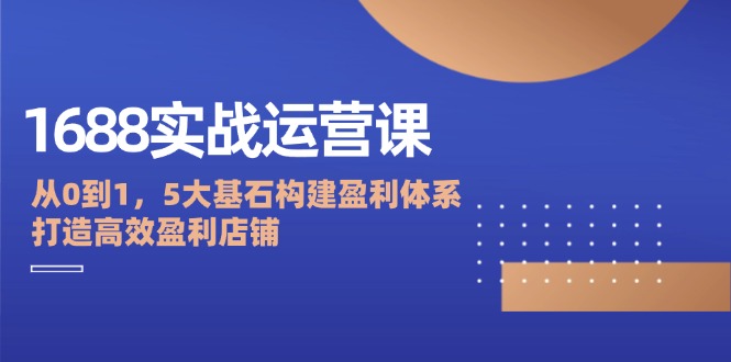 （12482期）1688实战运营课：从0到1，5大基石构建盈利体系，打造高效盈利店铺-九才资源网