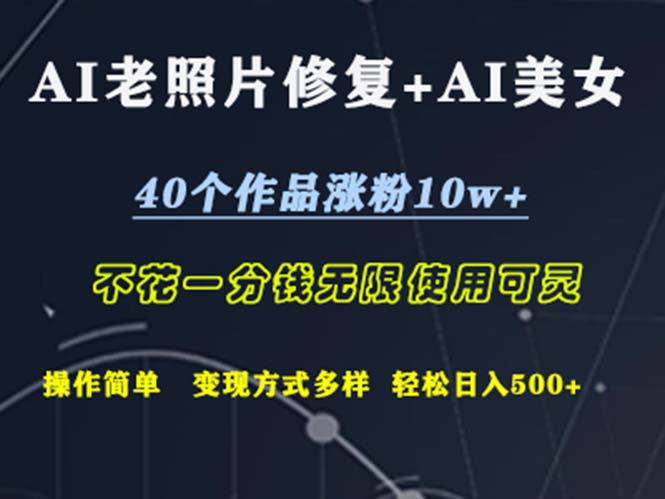 （12489期）AI老照片修复+AI美女玩发  40个作品涨粉10w+  不花一分钱使用可灵  操…-九才资源网