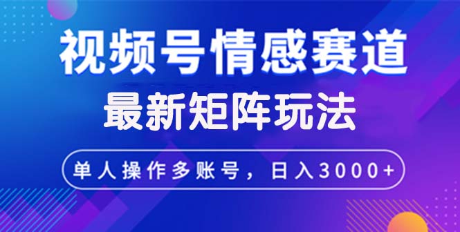 （12609期）视频号创作者分成情感赛道最新矩阵玩法日入3000+-九才资源网