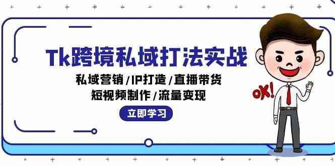 Tk跨境私域打法实战：私域营销/IP打造/直播带货/短视频制作/流量变现-九才资源网