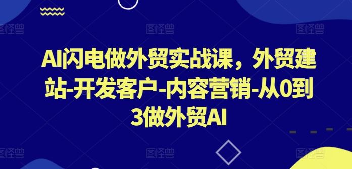 AI闪电做外贸实战课，​外贸建站-开发客户-内容营销-从0到3做外贸AI（更新）-九才资源网
