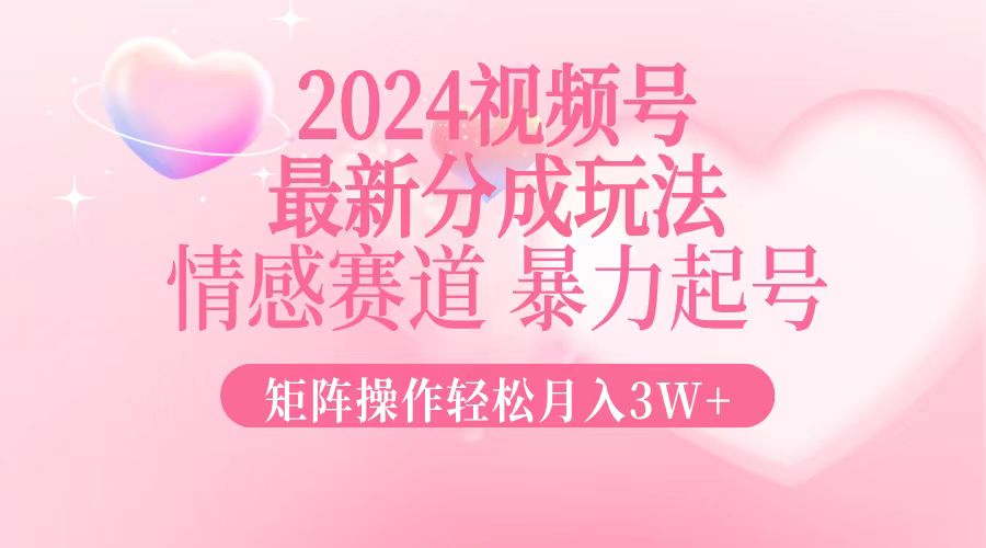 （12922期）2024最新视频号分成玩法，情感赛道，暴力起号，矩阵操作轻松月入3W+-九才资源网