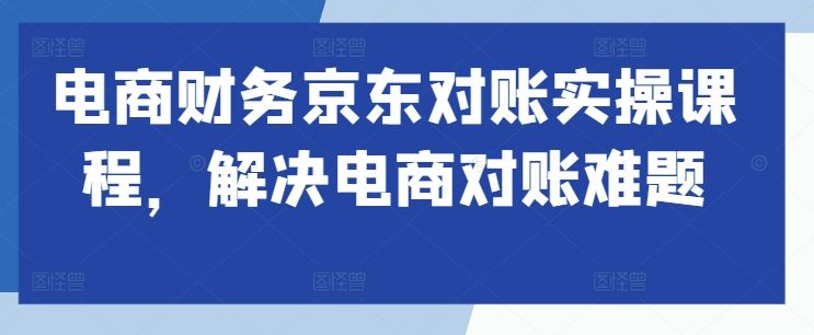 电商财务京东对账实操课程，解决电商对账难题-九才资源网