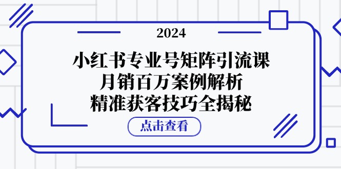 小红书专业号矩阵引流课，月销百万案例解析，精准获客技巧全揭秘-九才资源网