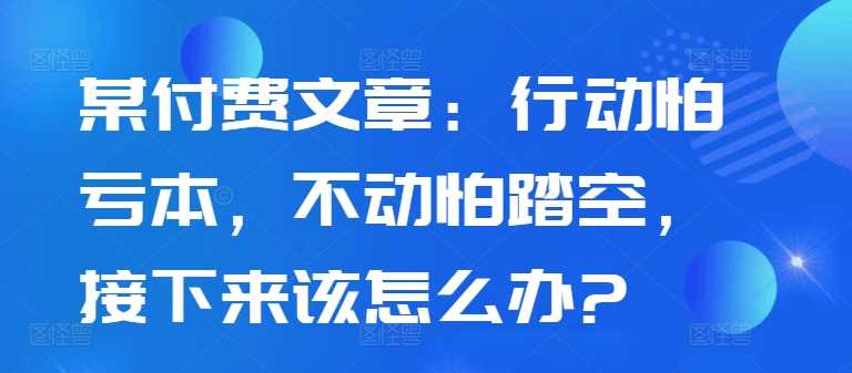 某付费文章：行动怕亏本，不动怕踏空，接下来该怎么办?-九才资源网