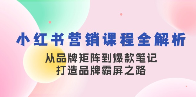 小红书营销课程全解析，从品牌矩阵到爆款笔记，打造品牌霸屏之路-九才资源网