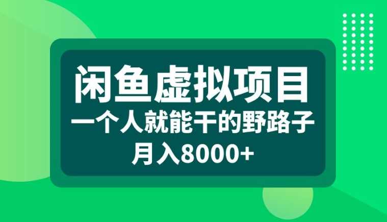 闲鱼虚拟项目，一个人就可以干的野路子，月入8000+【揭秘】-九才资源网