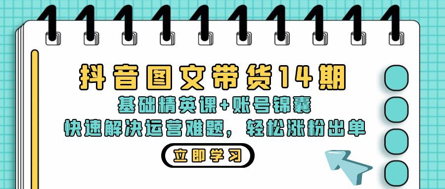 （13107期）抖音 图文带货14期：基础精英课+账号锦囊，快速解决运营难题 轻松涨粉出单-九才资源网