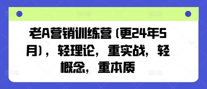 老A营销训练营(更24年10月)，轻理论，重实战，轻概念，重本质-九才资源网
