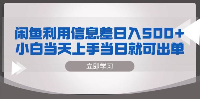 （13170期）闲鱼利用信息差 日入500+  小白当天上手 当日就可出单-九才资源网