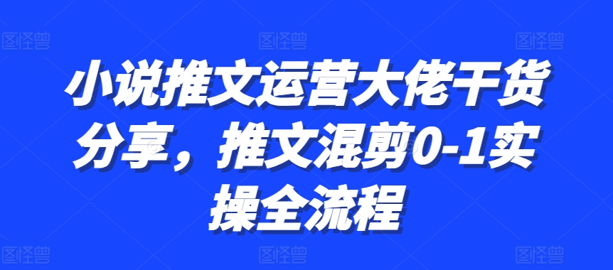 小说推文运营大佬干货分享，推文混剪0-1实操全流程-九才资源网