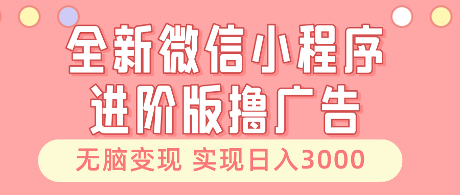 （13197期）全新微信小程序进阶版撸广告 无脑变现睡后也有收入 日入3000＋-九才资源网