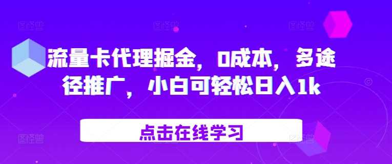 流量卡代理掘金，0成本，多途径推广，小白可轻松日入1k-九才资源网