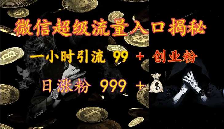 微信超级流量入口揭秘：一小时引流 99 + 创业粉，日涨粉 999 +-九才资源网