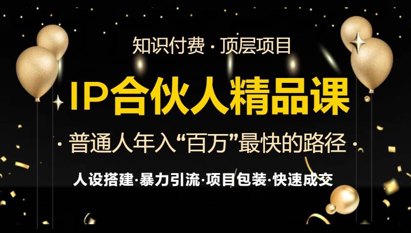 （13297期）IP合伙人最新精品课程，知识付费全流程+最强引流术+小白避坑指南-九才资源网