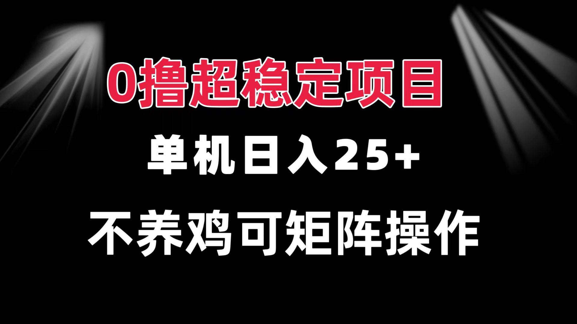 （13355期）0撸项目 单机日入25+ 可批量操作 无需养鸡 长期稳定 做了就有-九才资源网