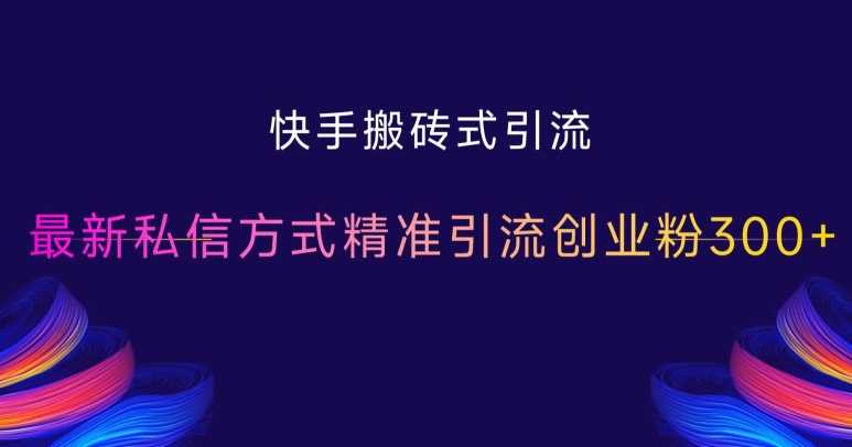 快手搬砖式引流，最新私信方式精准引流创业粉300+-九才资源网
