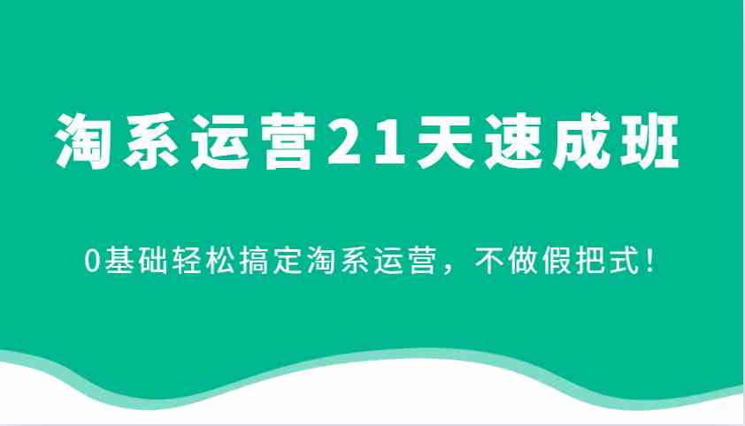 淘系运营21天速成班，0基础轻松搞定淘系运营，不做假把式！-九才资源网