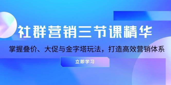 （13431期）社群营销三节课精华：掌握叠价、大促与金字塔玩法，打造高效营销体系-九才资源网
