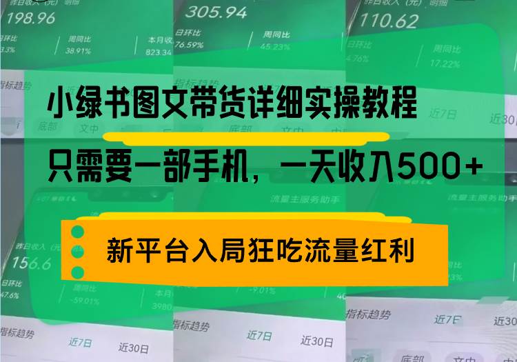 （13509期）小绿书图文带货详细实操教程，只需要一部手机，一天收入500+，轻松变现-九才资源网