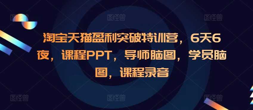 淘宝天猫盈利突破特训营，6天6夜，课程PPT，导师脑图，学员脑图，课程录音-九才资源网