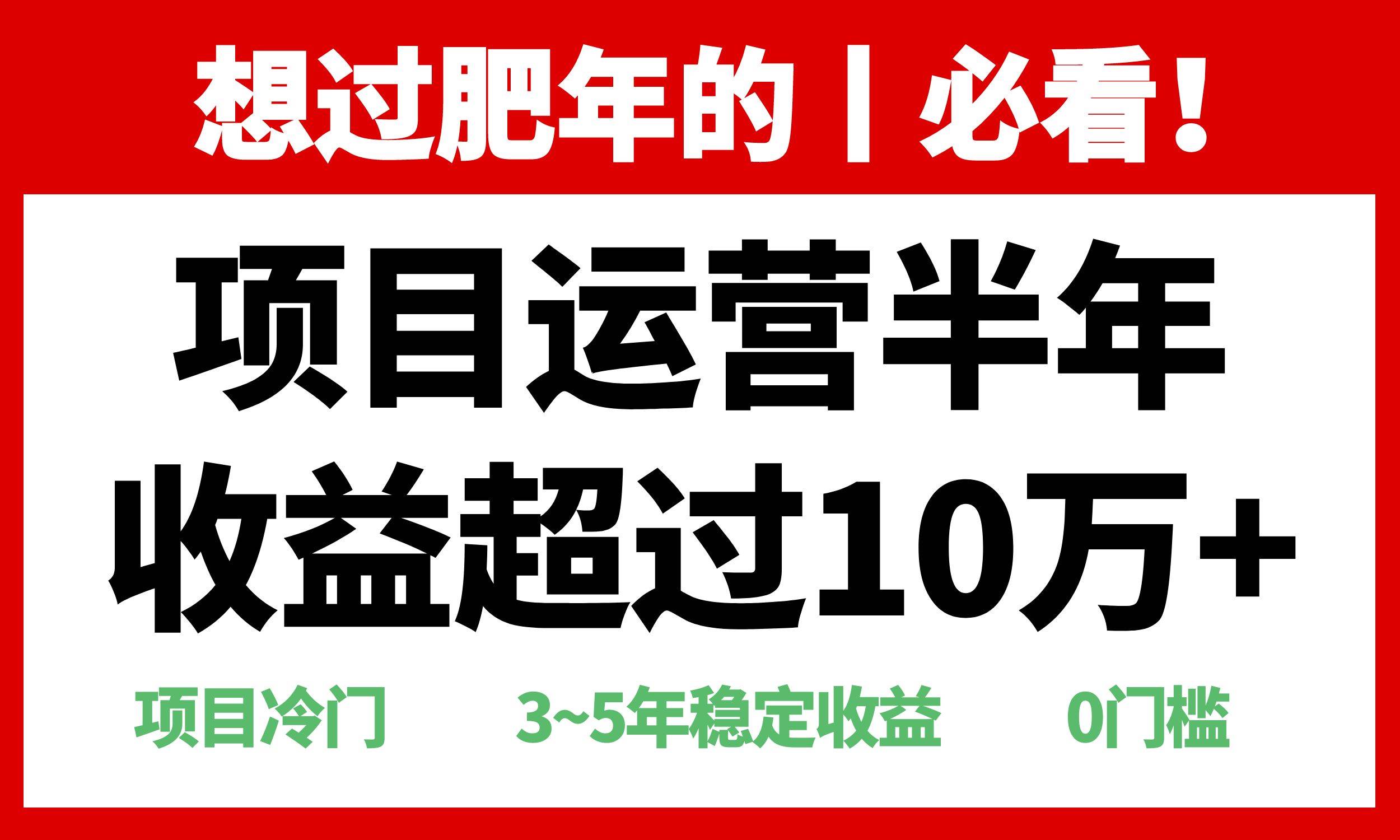 （13663期）年前过肥年的必看的超冷门项目，半年收益超过10万+，-九才资源网