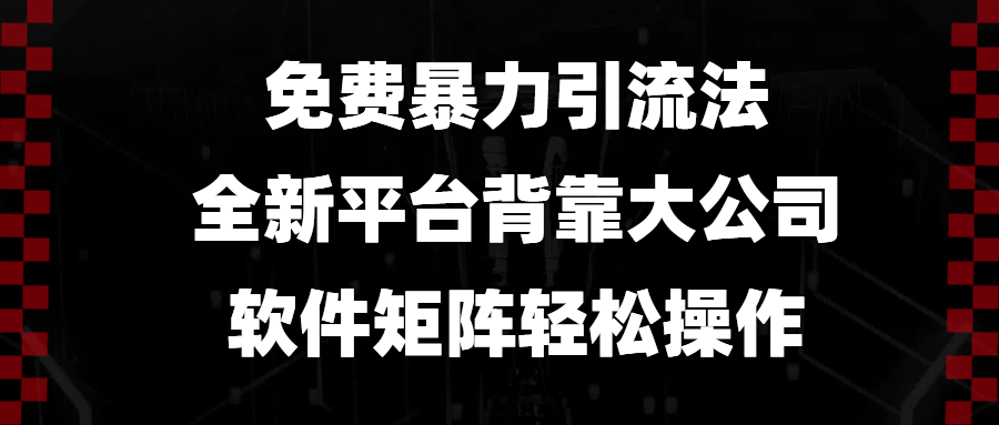 （13745期）免费暴力引流法，全新平台，背靠大公司，软件矩阵轻松操作-九才资源网