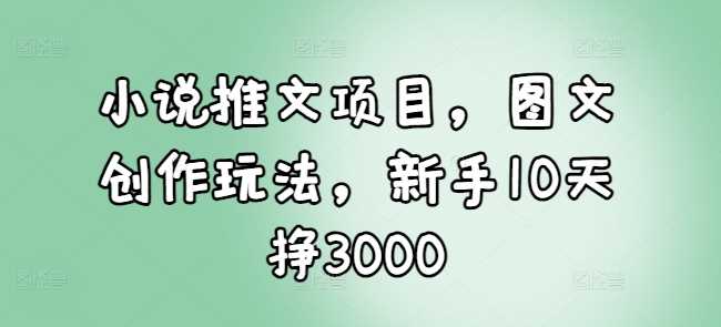 小说推文项目，图文创作玩法，新手10天挣3000-九才资源网