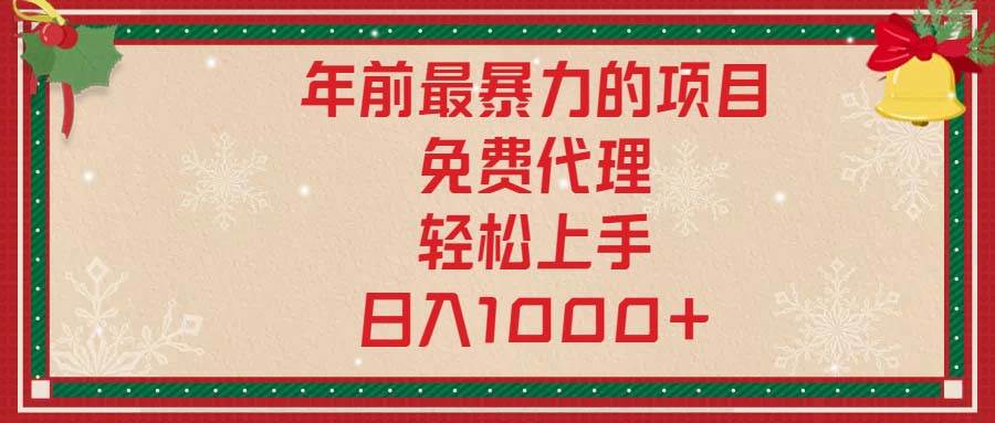 （13773期）年前最暴力的项目，免费代理，轻松上手，日入1000+-九才资源网