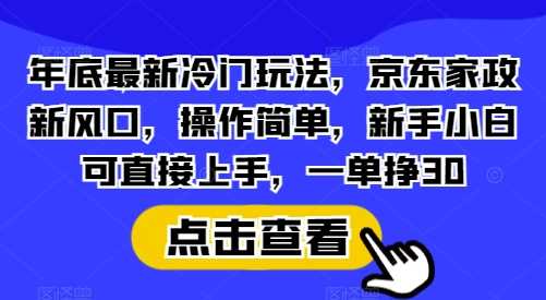 年底最新冷门玩法，京东家政新风口，操作简单，新手小白可直接上手，一单挣30【揭秘】-九才资源网