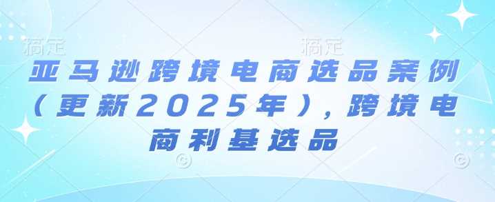 亚马逊跨境电商选品案例(更新2025年)，跨境电商利基选品-九才资源网