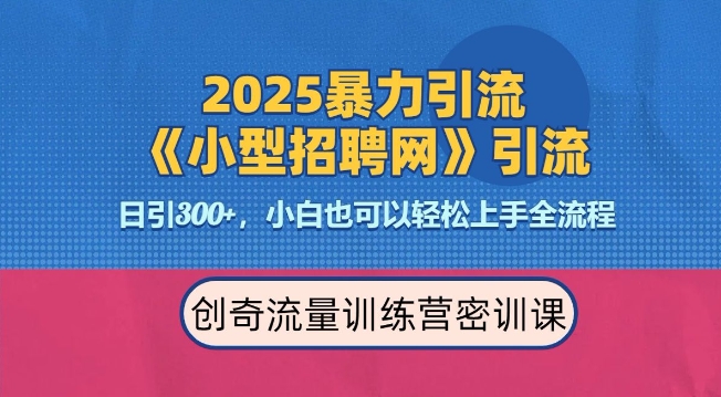 2025最新暴力引流方法，招聘平台一天引流300+，日变现多张，专业人士力荐-九才资源网