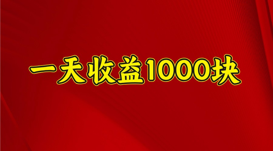 一天收益1000块，2025全网首发-九才资源网