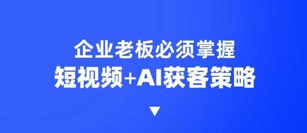 企业短视频AI获客霸屏流量课，6步短视频+AI突围法，3大霸屏抢客策略-九才资源网