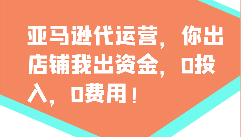 亚马逊代运营，你出店铺我出资金，0投入，0费用，无责任每天300分红，赢亏我承担-九才资源网