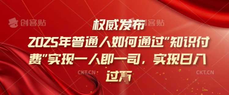 2025年普通人如何通过知识付费实现一人即一司，实现日入过千【揭秘】-九才资源网